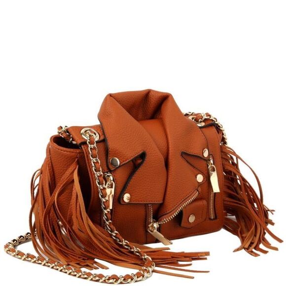 Motorcycle Jacket Fringe Crossbody Handbag - Picture 1 of 6